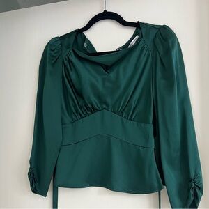 Reformation silk top in emerald with Tie
